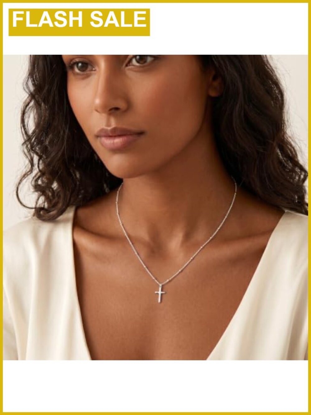 925 Sterling Silver Plated Cross Necklace Women Dainty Pendant Necklace - Picture 3 of 6